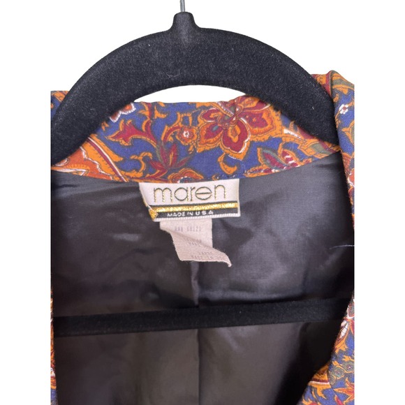 Vintage 1980s Paisley Retro Boho Gothic Blazer with Padded Shoulders size Large - Picture 2 of 6